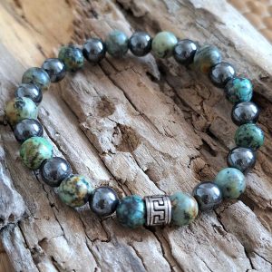 Bracelet homme | Hématite turquoise africaine | Lithothérapie | Presqu'îles bijoux | 62800 LIEVIN