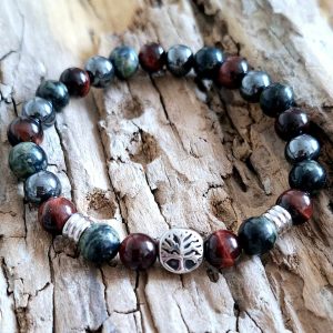 Bracelet homme | Jaspe kambaba œil de taureau hématite| Lithothérapie | Presqu'îles bijoux | 62800 LIEVIN
