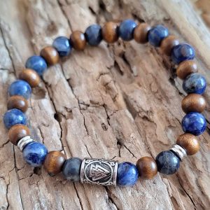Bracelet homme | Sodalite A+ et bois de coco| Lithothérapie | acier inoxydable | Presqu'îles bijoux | 62800 LIEVIN