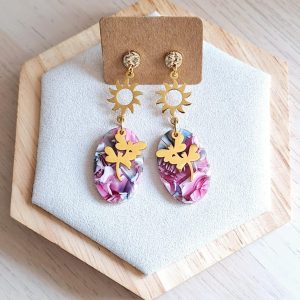 Boucles d'oreilles | acier inoxydable | acétate | Presqu'îles bijoux | 62800 LIEVIN