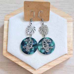 Boucles d'oreilles | acier inoxydable | acétate | Presqu'îles bijoux | 62800 LIEVIN