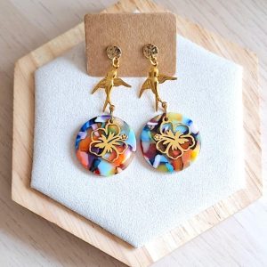 Boucles d'oreilles | acier inoxydable | acétate | Presqu'îles bijoux | 62800 LIEVIN