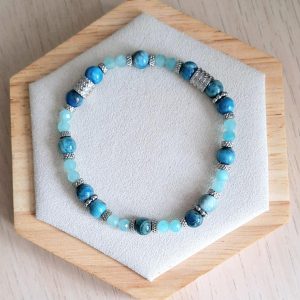 Bracelet femme | apatite et amazonite | Lithothérapie | acier inoxydable | Presqu'îles bijoux | 62800 LIEVIN