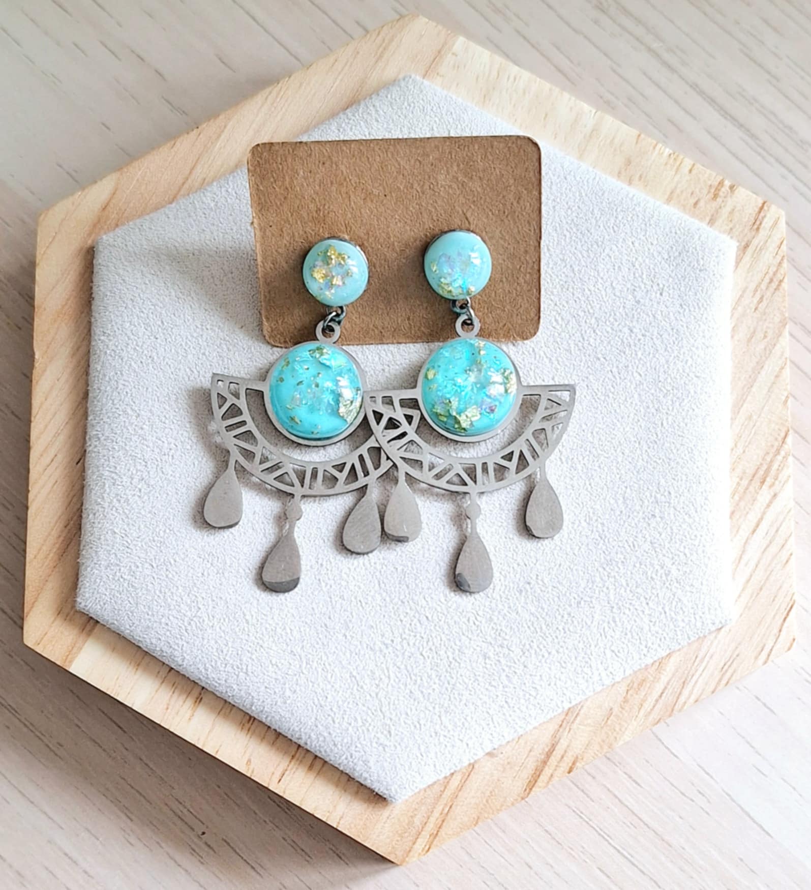 Boucles d'oreilles | acier inoxydable | acétate | Presqu'îles bijoux | 62800 LIEVIN