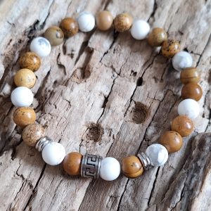 Bracelet homme | jaspe paysage, Howlite | Lithothérapie | Presqu'îles bijoux | 62800 LIEVIN