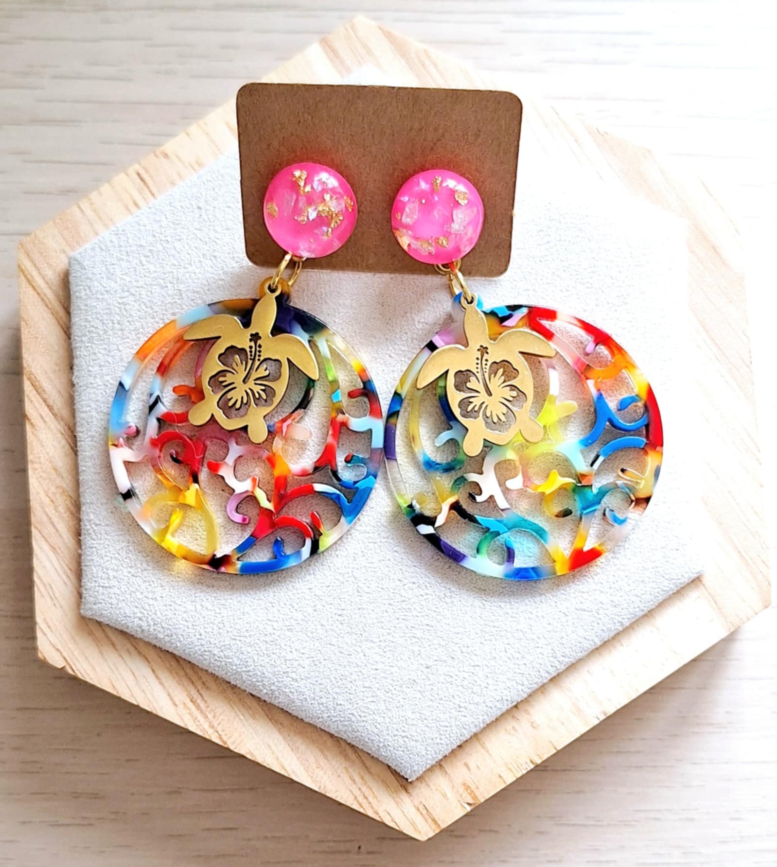 Boucles d'oreilles | acier inoxydable | acétate | Presqu'îles bijoux | 62800 LIEVIN