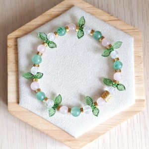 Bracelet femme | aventurine Quartz rose cristal de roche et acétate | Lithothérapie | acier inoxydable | Presqu'îles bijoux | 62800 LIEVIN