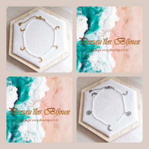 Chaîne de cheville femme | Pierre de lune | Lithothérapie | acier inoxydable | Presqu'îles bijoux | 62800 LIEVIN
