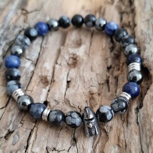 Bracelet homme | Obsidienne neige sodalite et hématite | Lithothérapie | Presqu'îles bijoux | 62800 LIEVIN