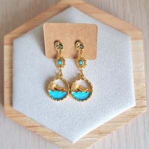 Boucles d'oreilles | acier inoxydable | émaillé | Presqu'îles bijoux | 62800 LIEVIN